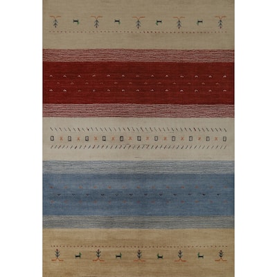 Hand Knotted Oriental 100% Wool Carpet Tribal Animal Pictorial Multi-Colored Gabbeh Area Rug - 7' 8'' X 5' 6''
