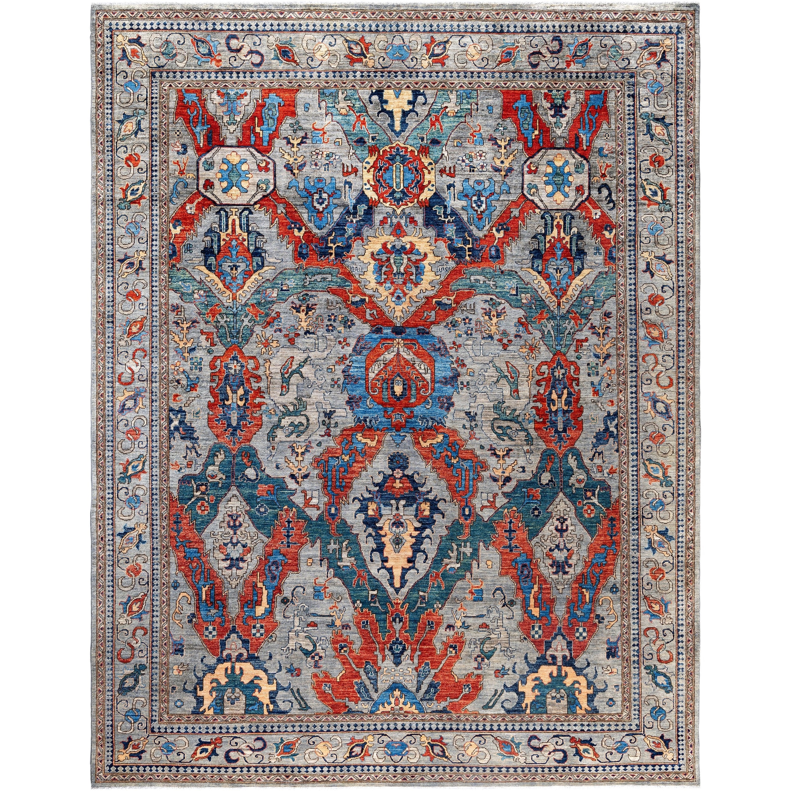 Serapi One-of-a-Kind Hand-Knotted Area Rug - Gray - 9' 0" x 11' 7"