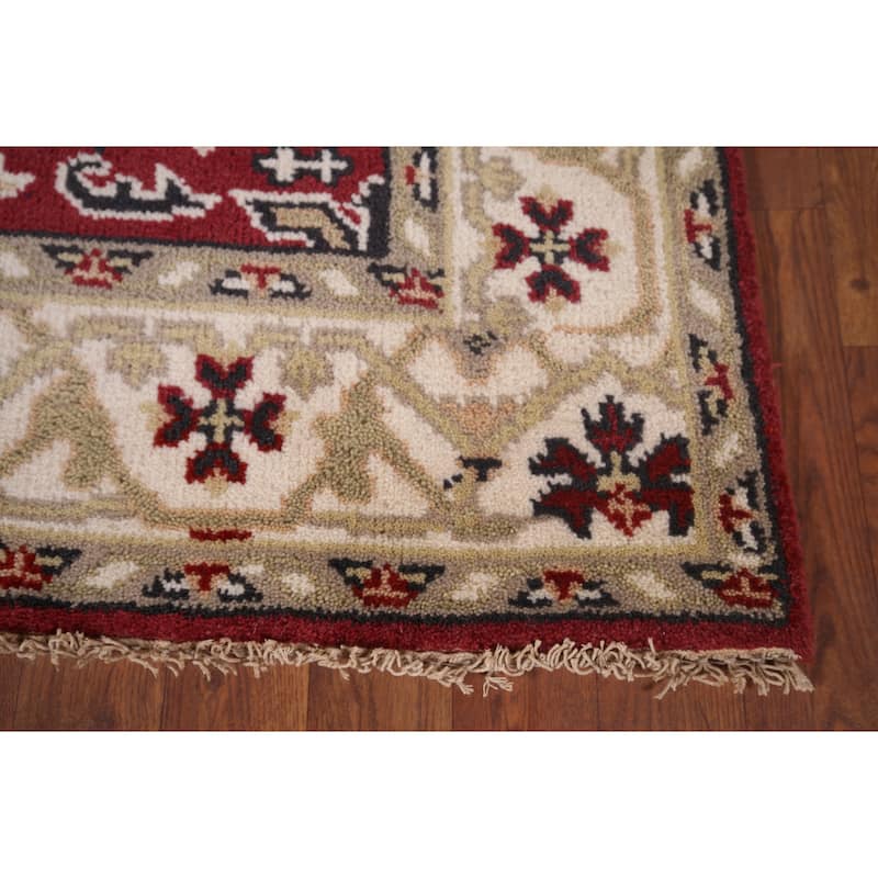 Oushak Indian Rug Hand-Knotted Transitional Floral Wool Carpet - 4'0"x 6'3"