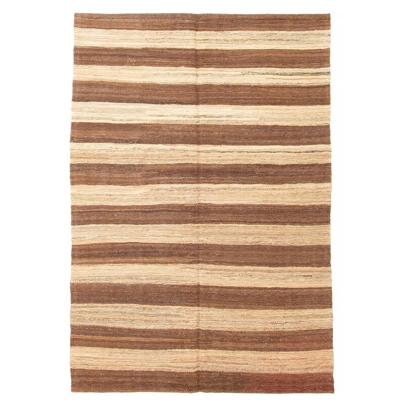 ECARPETGALLERY Flat-Weave Boho Brown Wool Kilim - 4'7 x 6'8 - Brown - 4'7 x 6'8