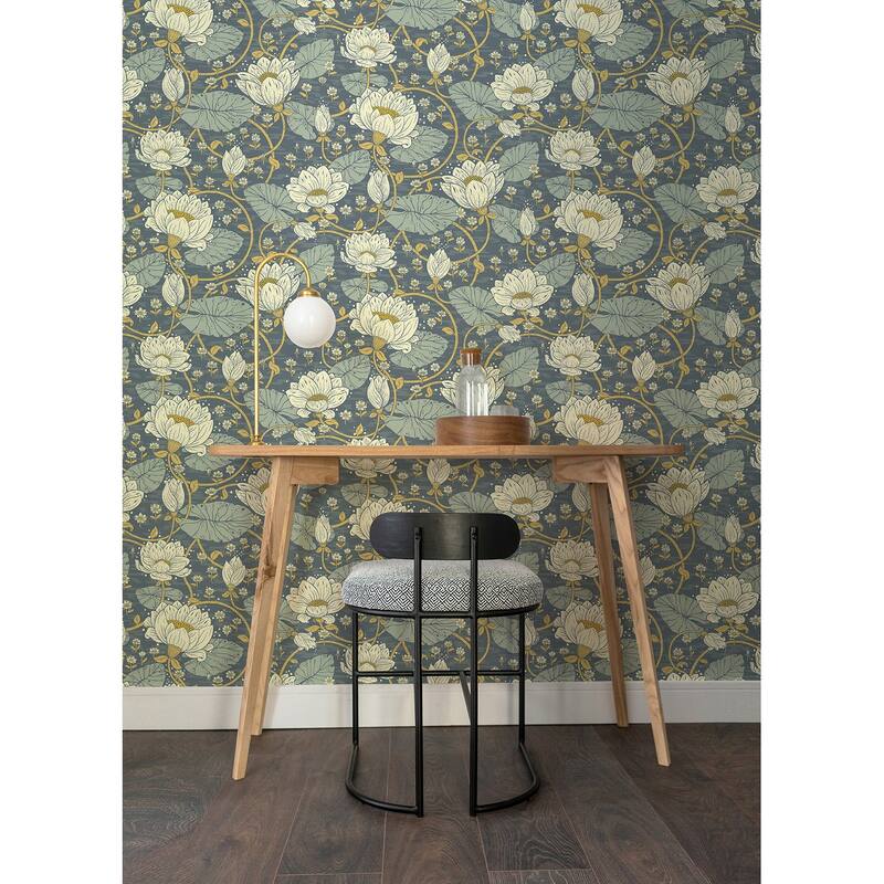 A-Street Prints Eva Blue Lotus Dreams Wallpaper