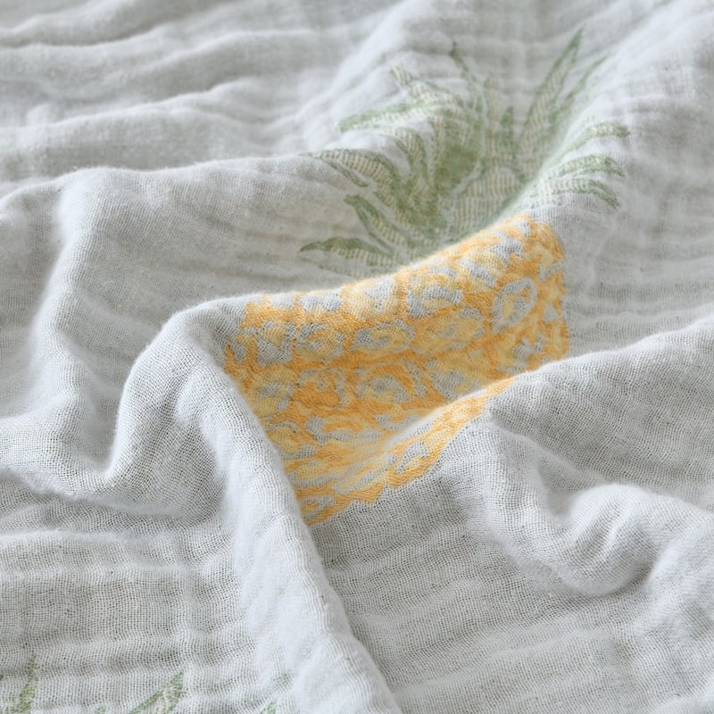 Vintage Cotton Muslin Throw Blanket, Reversible, Breathable for Indoor/Outdoor Use, Picnics, Bedding, or Chair Cover
