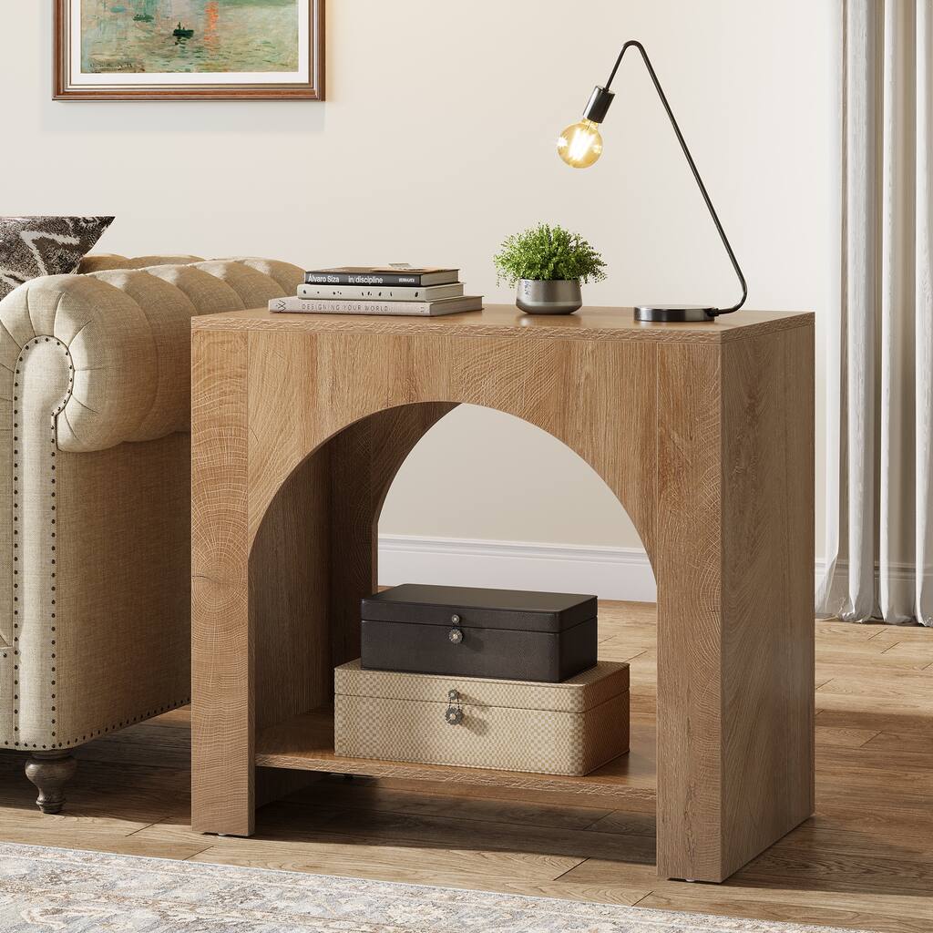 Farmhouse End Table for Living Room Large Side Table with Storage Sofa Table