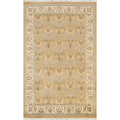 Wool/ Silk Vegetable Dye Floral Tabriz Oriental Area Rug Hand-knotted - 4'0" x 6'2"