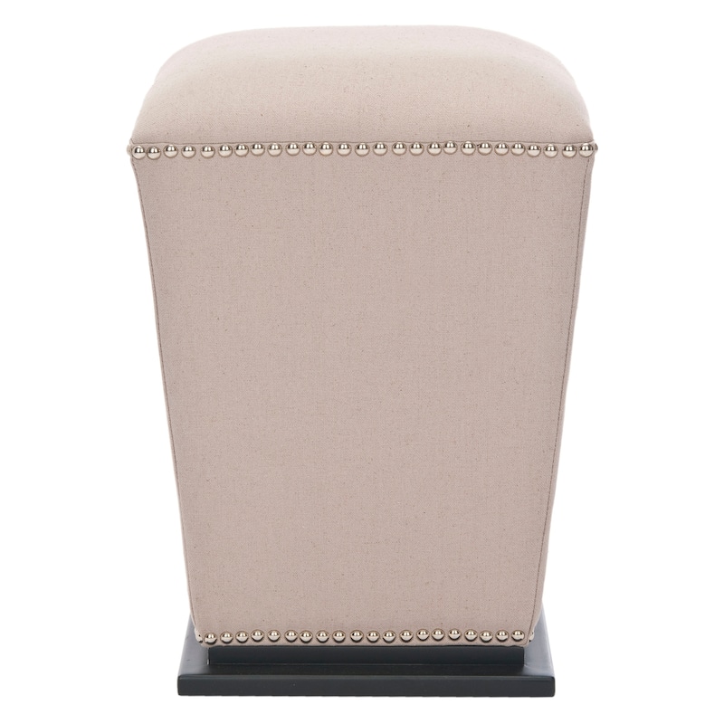 SAFAVIEH Tambra Beige Fabric Ottoman (Set of 2)