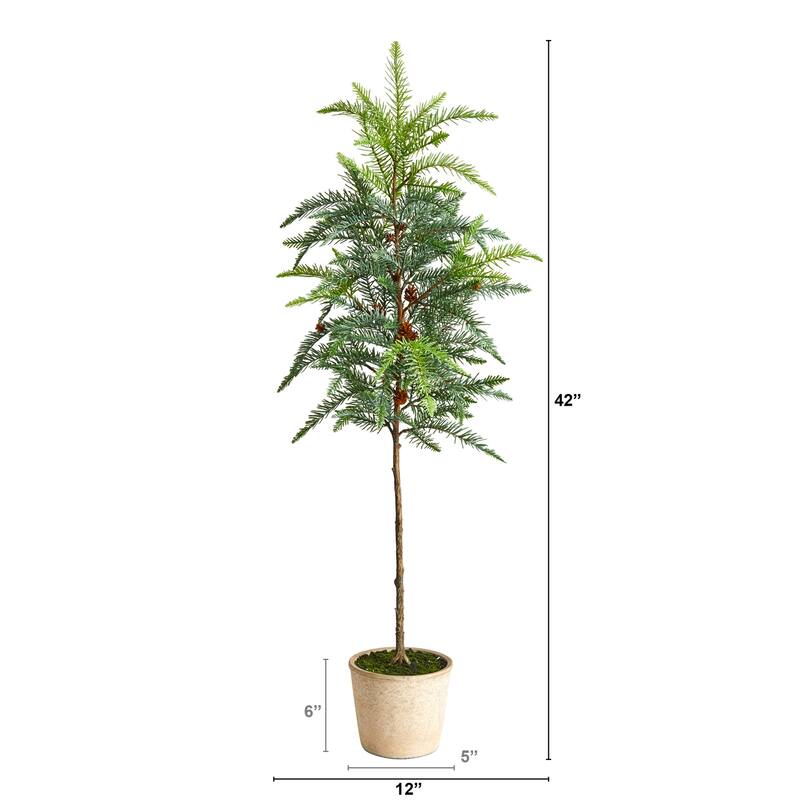 Artificial Pine Christmas Tree with Planter - 3.5ft Holiday Decor - Minimalist Design - Green - 61 Inches and Over