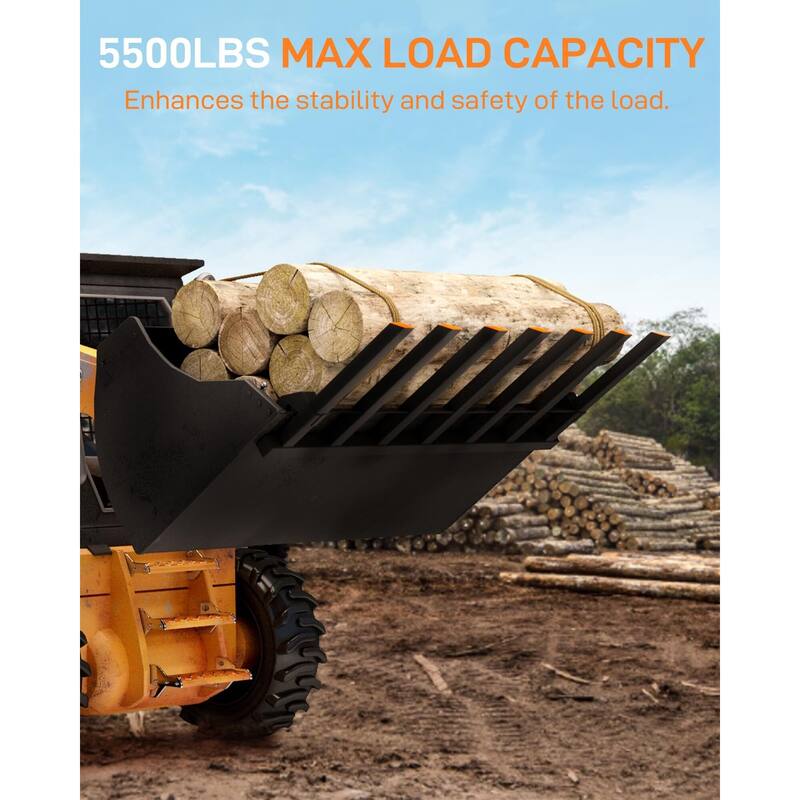 Clamp on Debris Forks Heavy Duty, Compatible with 72" Loader Buckets Skid Steers Tractors