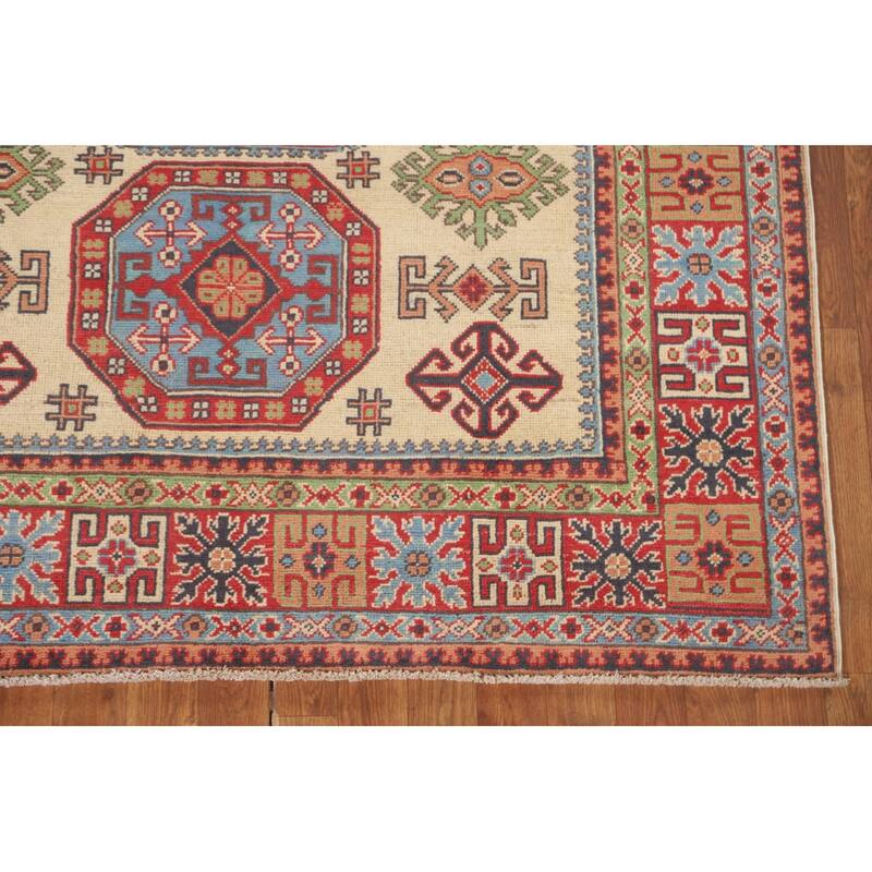 Kazak Area Rug Handmade Living Room Wool Carpet - 4'10" x 6'8"