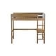 preview thumbnail 14 of 12, Twin Size Loft Bed Natural Bed Frame with Ladder, Guardrails, Underbed Desk, Teddy Fleece Fabric Headboard Footboard for Student