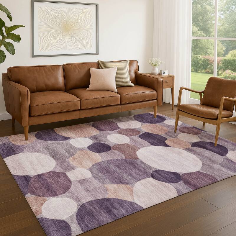 Machine Washable Indoor/ Outdoor Modern Circy Chantille Rug