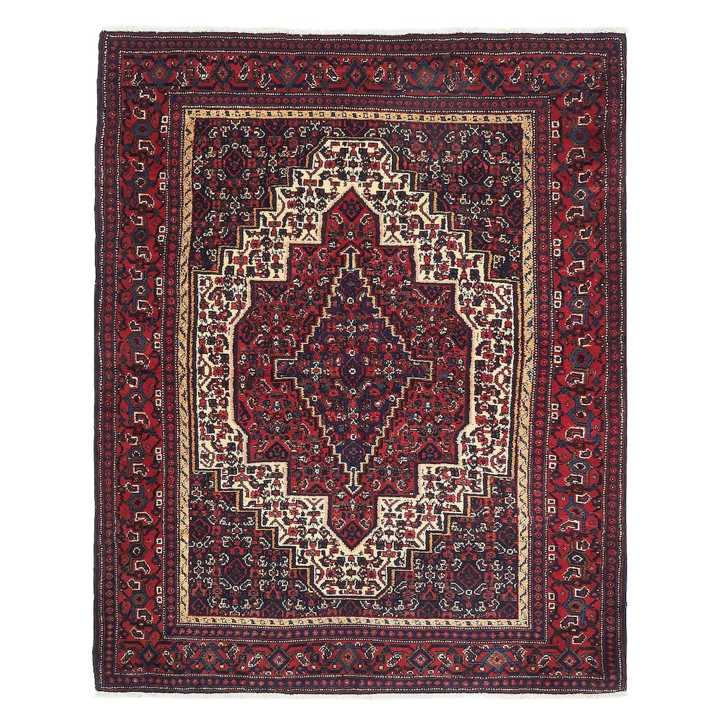 ECARPETGALLERY Hand-knotted Kayseri Vintage Dark Navy Wool Rug - 3'11 x 4'10