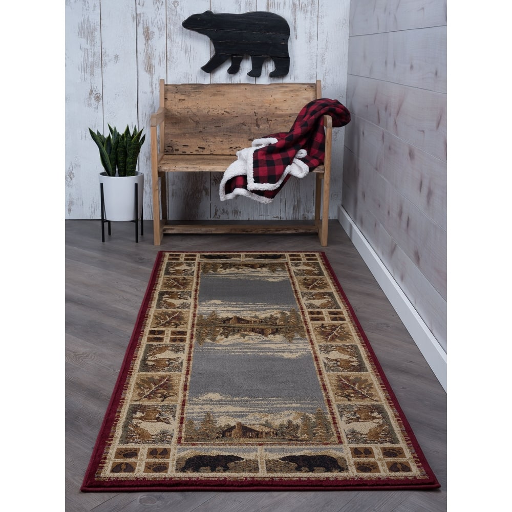 Natural Lodge Novelty Graphic Indoor Area Rug