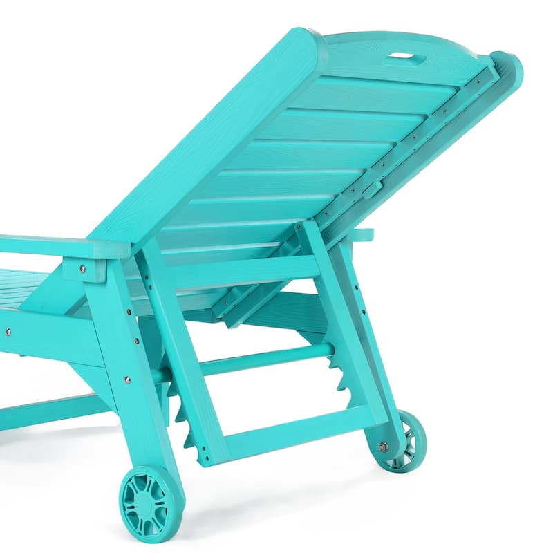 Outdoor Adjustable Wheeled Chaise Lounge Chairs with Arms for Patio, Deck, Backyard - 78.9"L x 24"W x 39.7"H