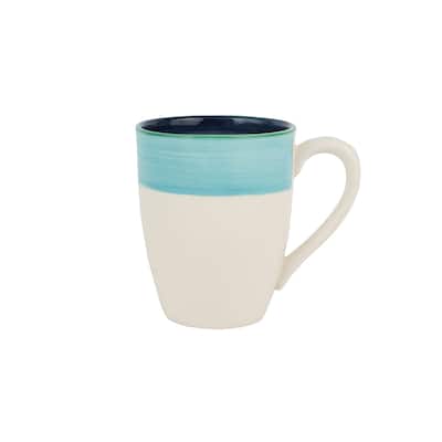viva by VIETRI Lisbon Cobalt and Aqua Stripe Mug