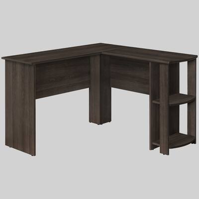 48" L-Shaped Corner Desk with Storage Shelves, Wood-Look Finish, Student Desk for Home Office