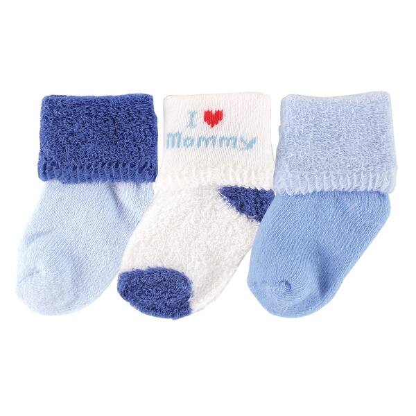 slide 1 of 1, Luvable Friends Baby Boy Socks Set, Blue Mom, 0-3 Months - Blue Mom 0-3 Months - Blue Mom