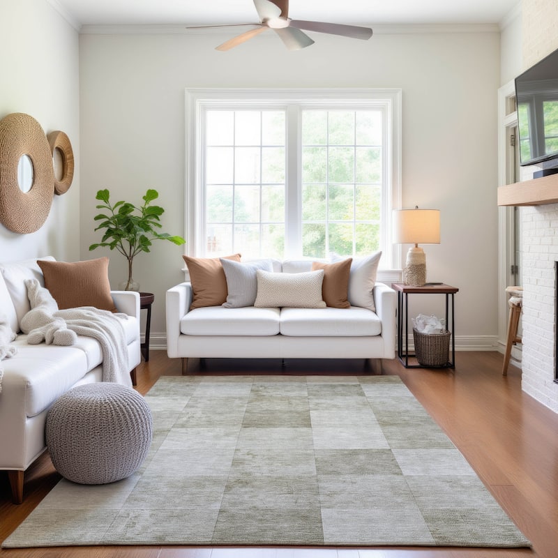 Premium Washable Super Soft Contemporary Squares Mayfield Rug