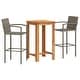 preview thumbnail 47 of 46, vidaXL 5 Piece Patio Bar Set Gray Solid Wood Acacia and Poly Rattan - 23.6" x 23.6" x 41.3"