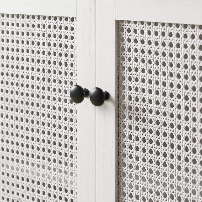Art Leon Woven Rattan Wicker Accent Cabinet