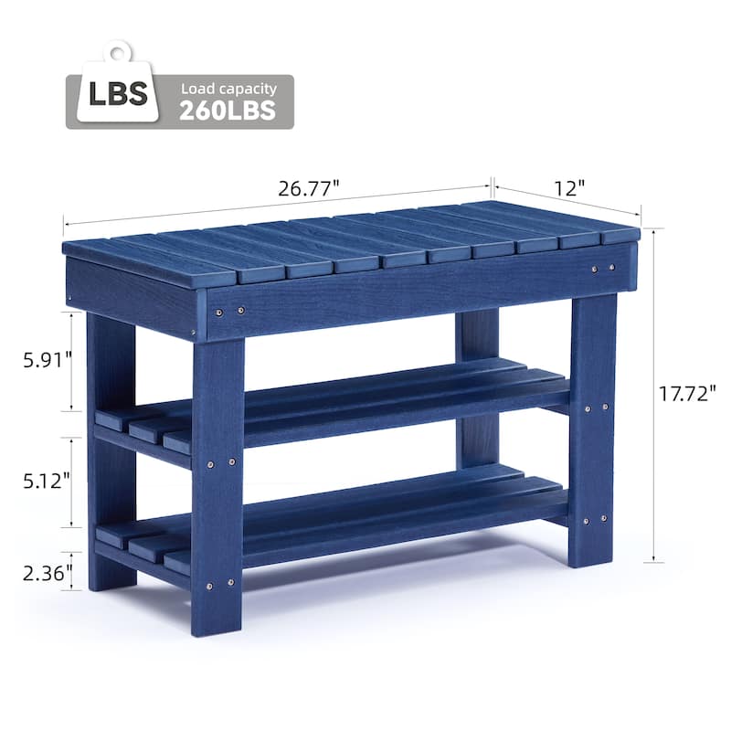 HDPE Outdoor Storage Bench Entryway Shoe Rack Patio Bench