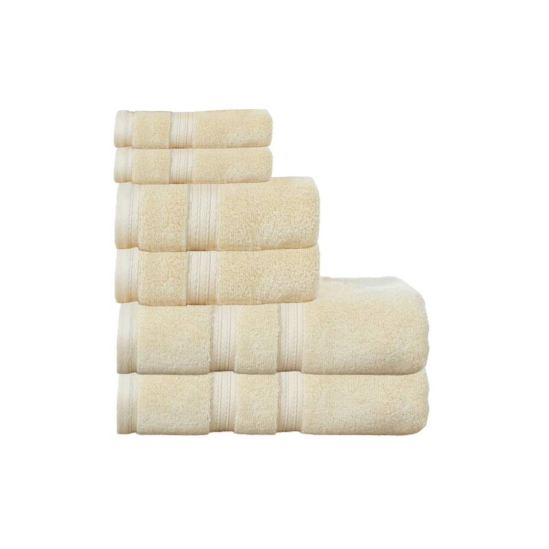 Home Weavers Elegance Essentials 550GSM Cotton Zero Twist Super Absorbent Bath Towel Set of 6 - 27"x54", 16"x24", 13"x13" - Yellow
