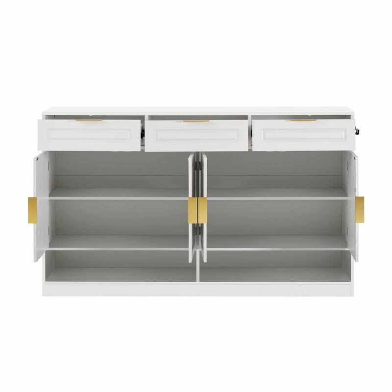 59.1" Multi-Functional Storage Buffet with Adjustable Shelf and Open Storage Compartments