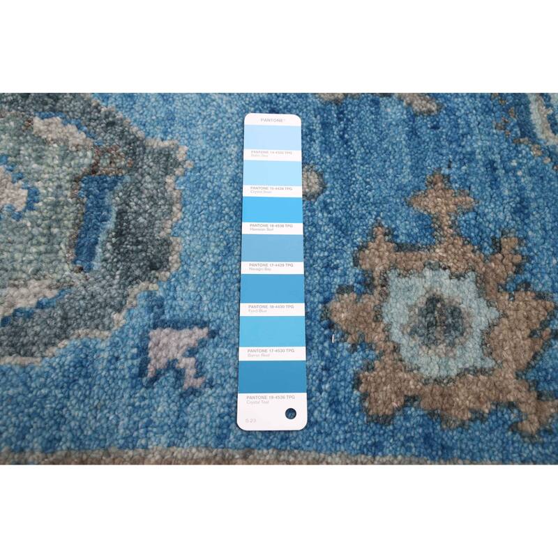 ECARPETGALLERY Hand-knotted Modern Oushak Blue Wool Rug - 9'1 x 11'10
