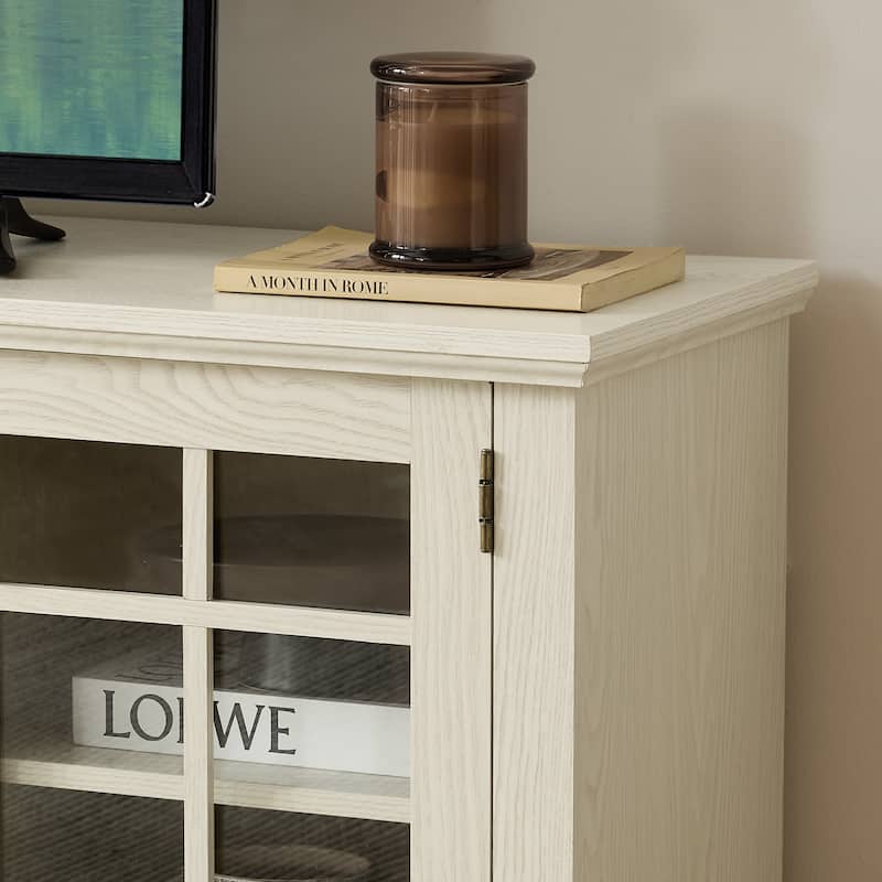 70" Modern TV Stand with 2-Door Storage, Faux Stone Media Console Cabinet, Large Entertainment Center for Living Room