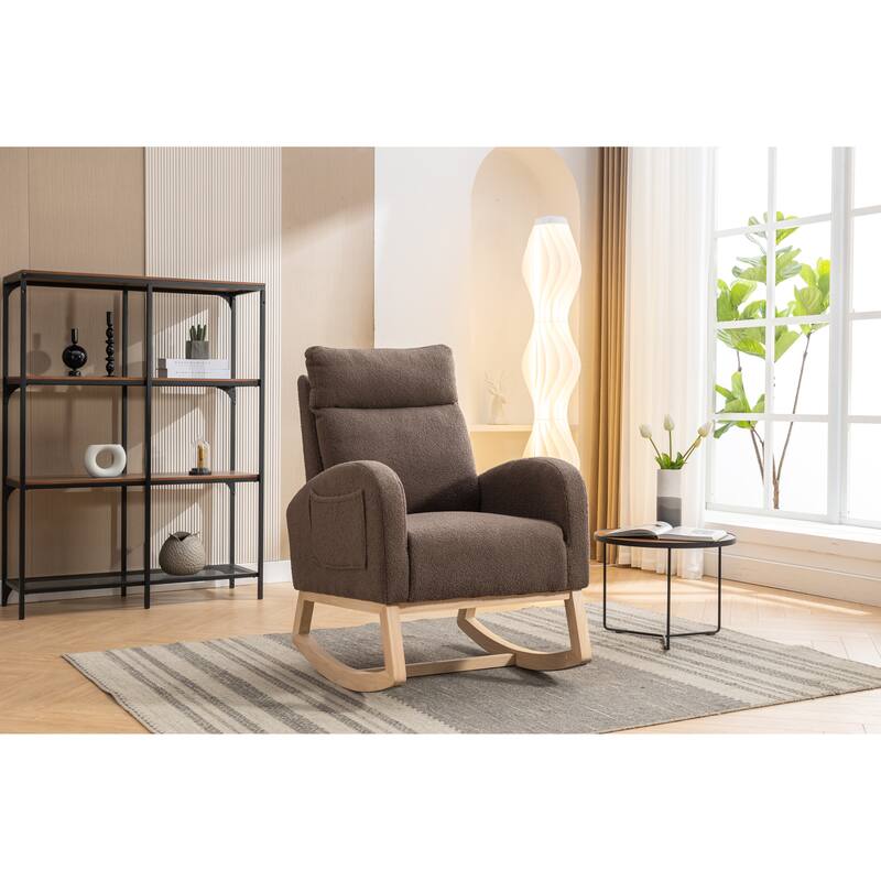 Teddy Fabric Rocking Chair with Right Pocket