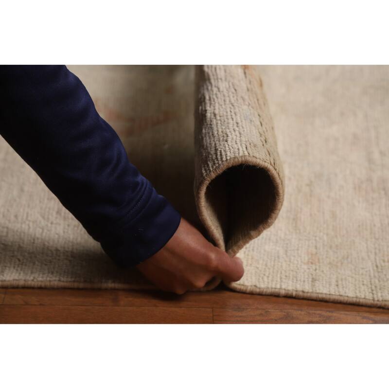 Hand Knotted Oriental 100% Wool Carpet Transitional All-Over Beige & Ivories Oushak Area Rug - 12' 0'' X 9' 2''