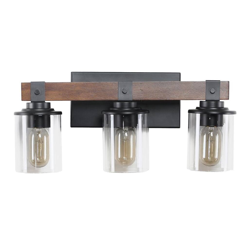 3-Light Farmhouse Bathroom Vanity Light with Glass Shade