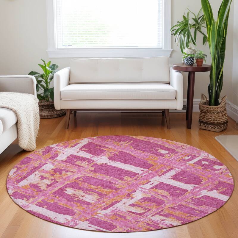 Premium Washable Super Soft Transitional Mayfield Rug - Blush - 8' x 8' - Round