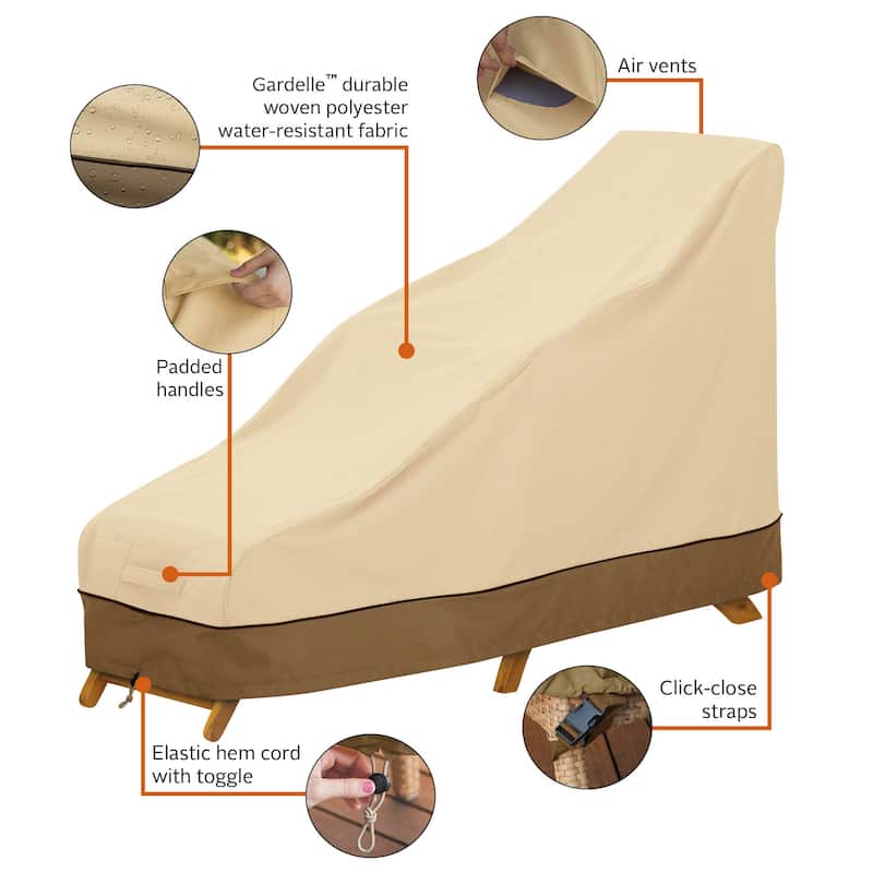 Classic Accessories Veranda Water-Resistant 65 Inch Steamer Patio Chaise/Deck Chair Cover