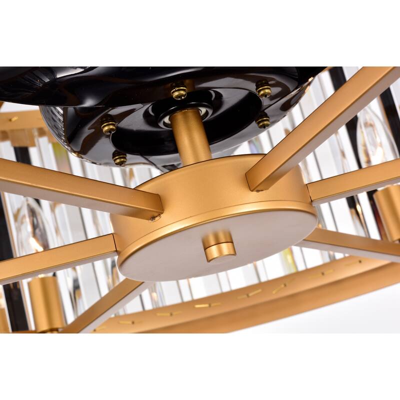 Dotty Gold 30-Inch 6-Light Metal & Crystal Drum Shade Lighted Ceiling Fan