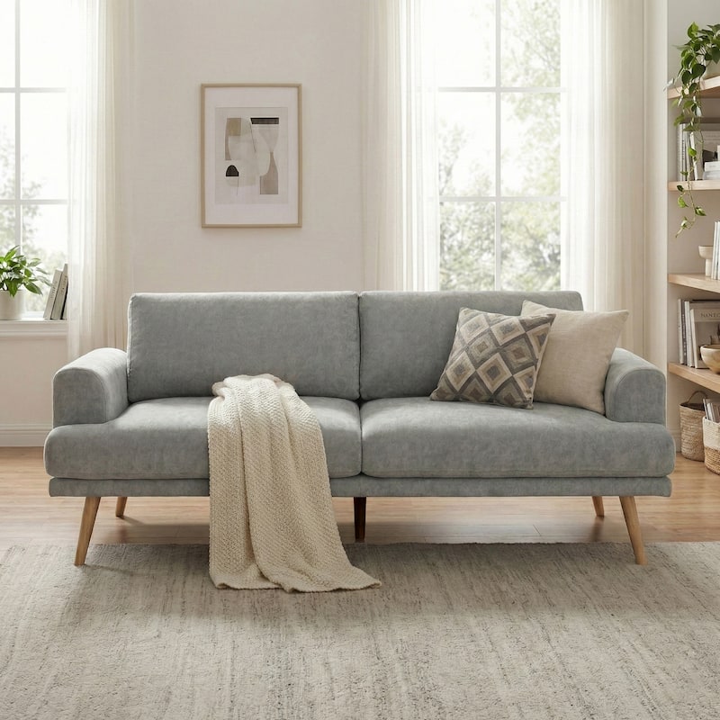 Christopher Knight Home - Loro Modern 79.9" Chenille Upholstered 3-Seater Sofa with Solid Wood Legs & Removable Cushion