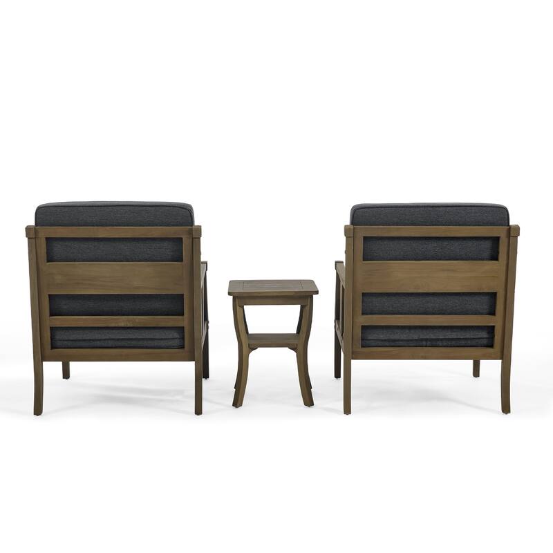 Wood Patio Bistro Set with Water-Resistant Cushions(Set of 3)