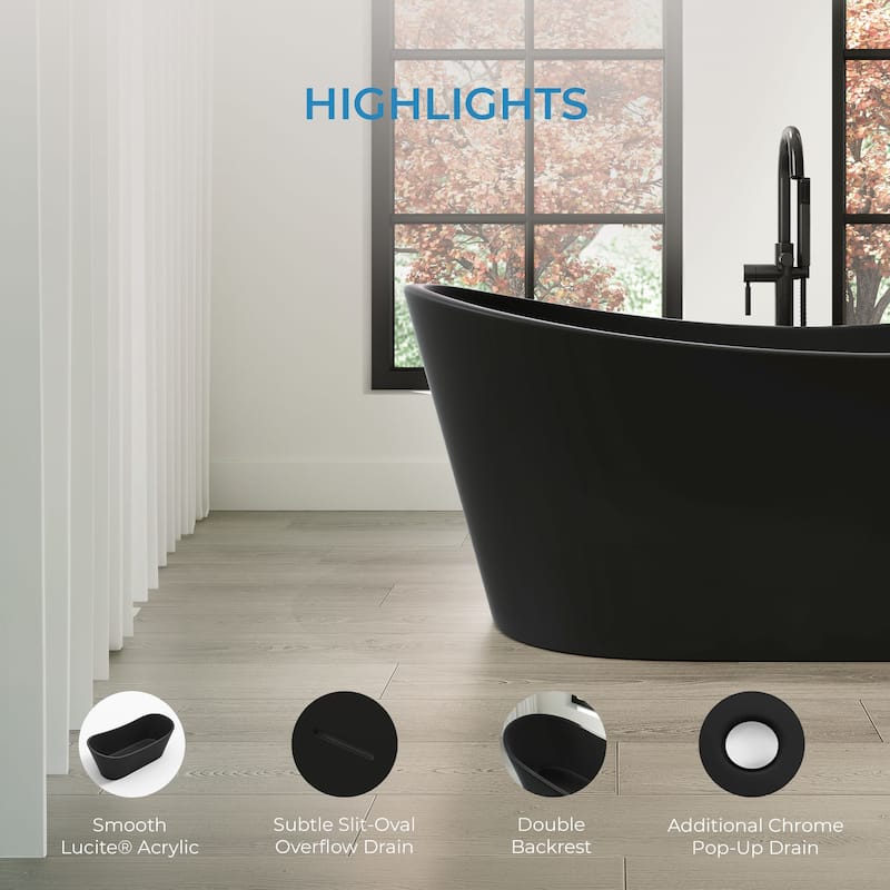 OVE Herschel 60-inch Free-Standing Bathtub in Matte Black