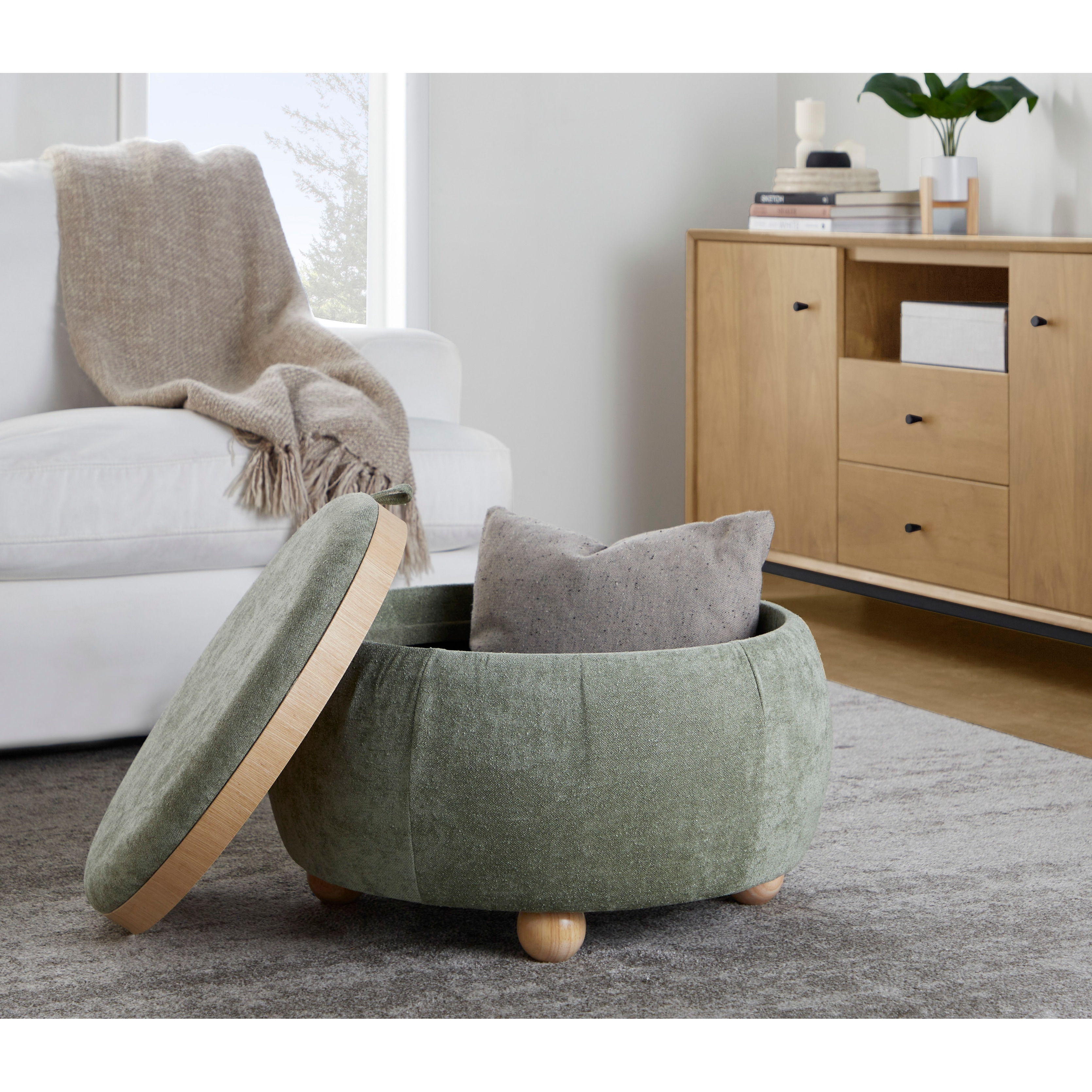 Carson Carrington Astrid Pouf Storage Ottoman with Tray Top