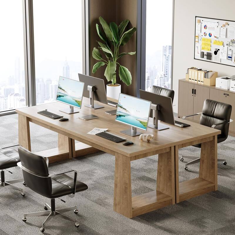 86.6" Two Person Computer Desk, Large Modern Home Office Desk for 2 People