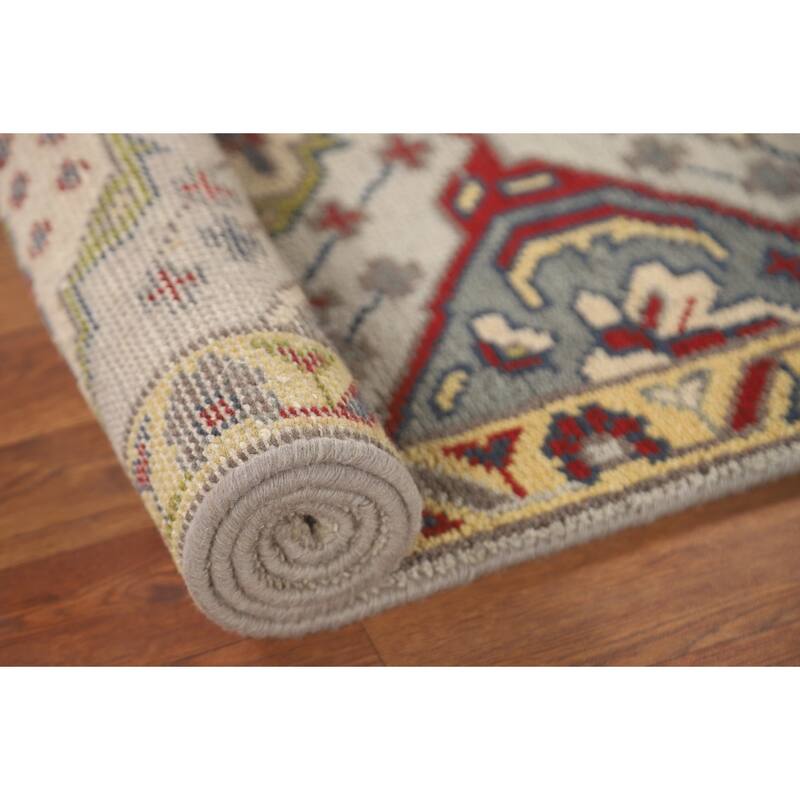 Traditional Grey Kazak Runner Rug Hand-Knotted Wool Carpet - 2'6" x 9'10"