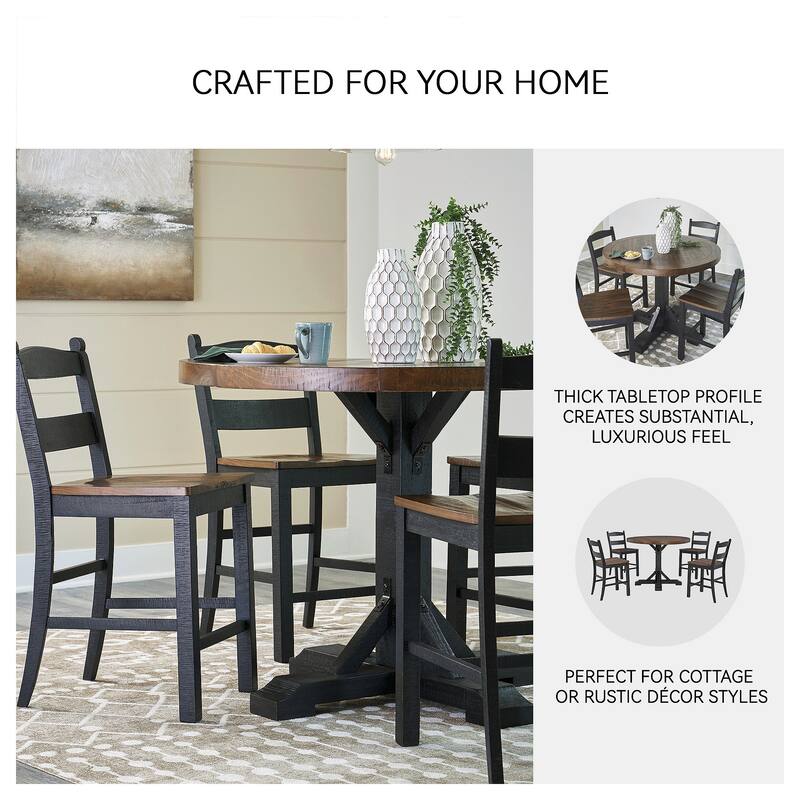 Signature Design by Ashley Valebeck Black/Dark Brown Counter Height Dining Table - 48" W x 48" D x 36" H