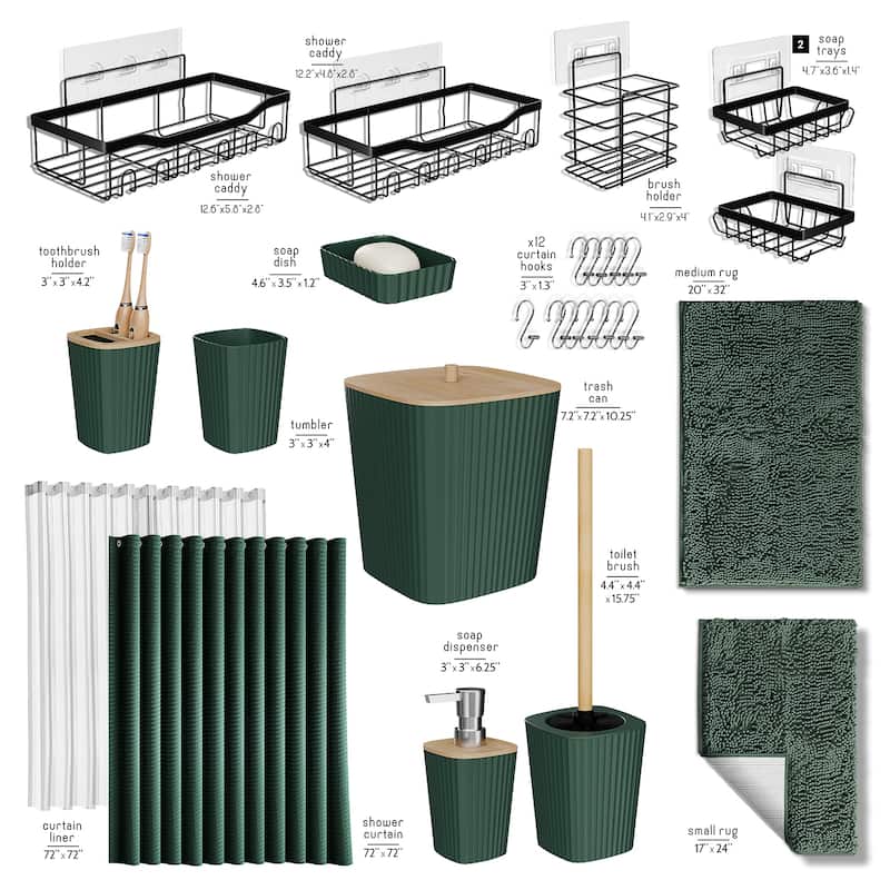 Emperyan Bathroom Accessories Set with Shower Caddy and Bath Rugs