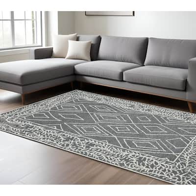 HomeRoots Geometric Lodge Rectangle Area Rug