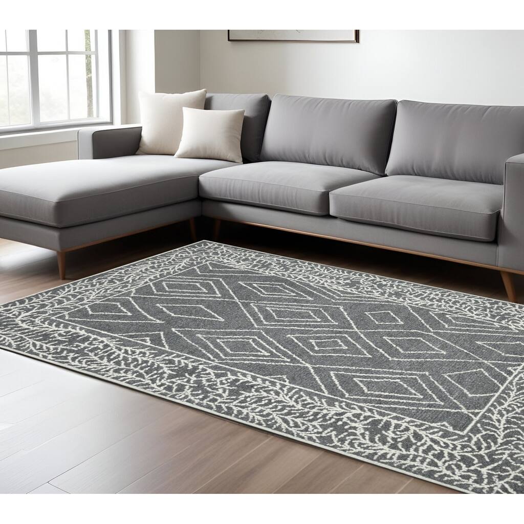 HomeRoots Geometric Lodge Rectangle Area Rug