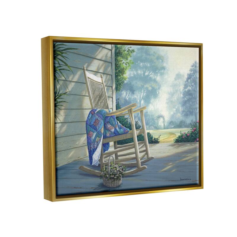 Stupell Rocking Chair on Porch Framed Floater Canvas Wall Art Design by Michael Humphries