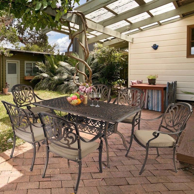 Patio 59" Cast Aluminum Outdoor Dining Table