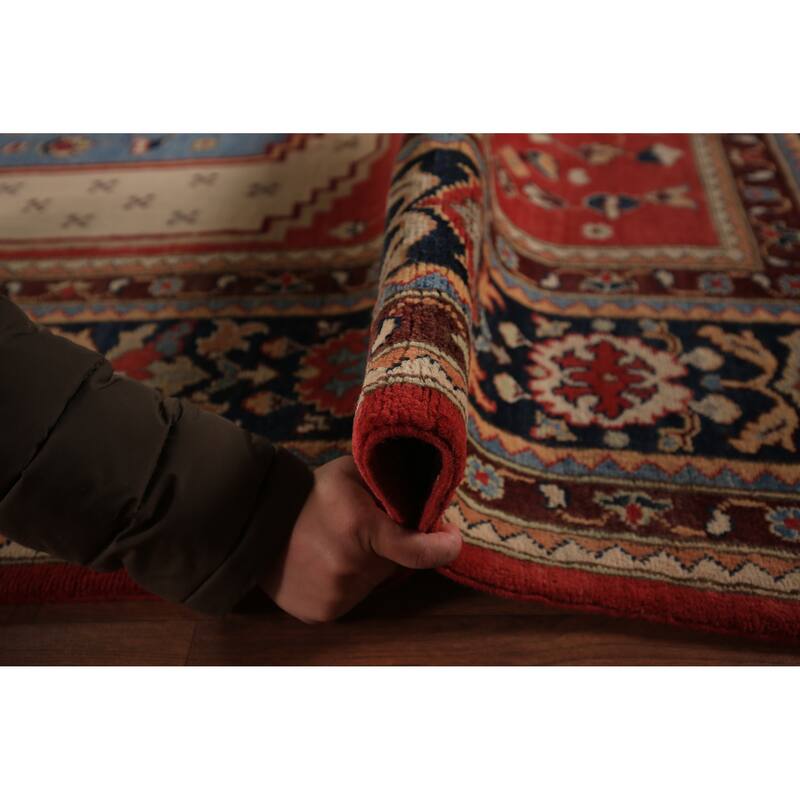 Vegetable Dye Red Sultanabad Oriental Rug Hand-Knotted Wool Carpet - 8'11" x 12'0"