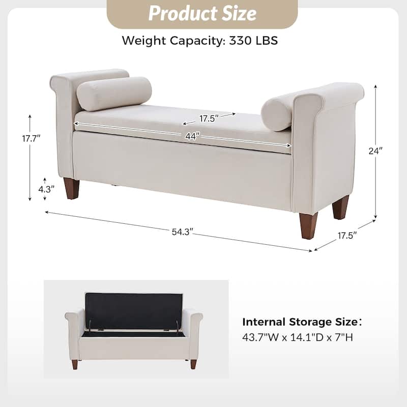 Rita 54.3'' Wide Traditional Storage Bench with 2 Pillows by HULALA HOME
