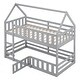 preview thumbnail 18 of 16, Solid Wood Twin Over Twin House Bunk Bed with Fence and Door