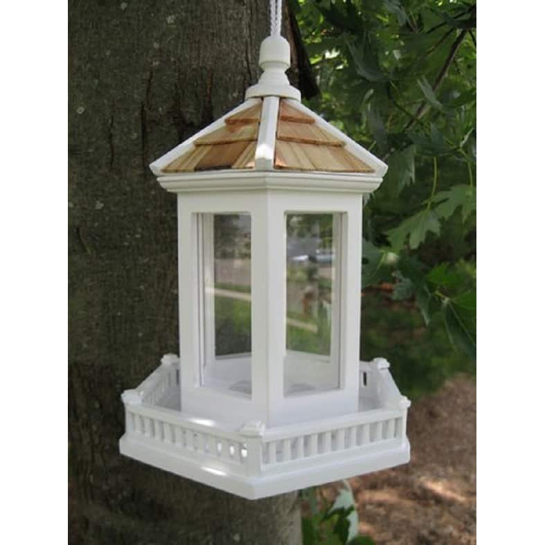 11" Ornate Tropical Inspired Pavilion Outdoor Garden Bird Feeder